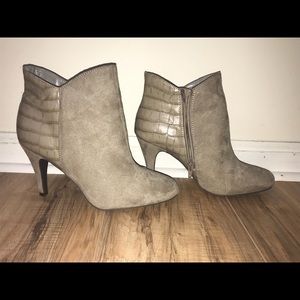 Suede and textured heeled boots